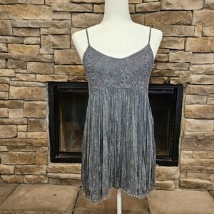 COWGIRL HARDWARE Gray Fringe Spaghetti Strap Dress